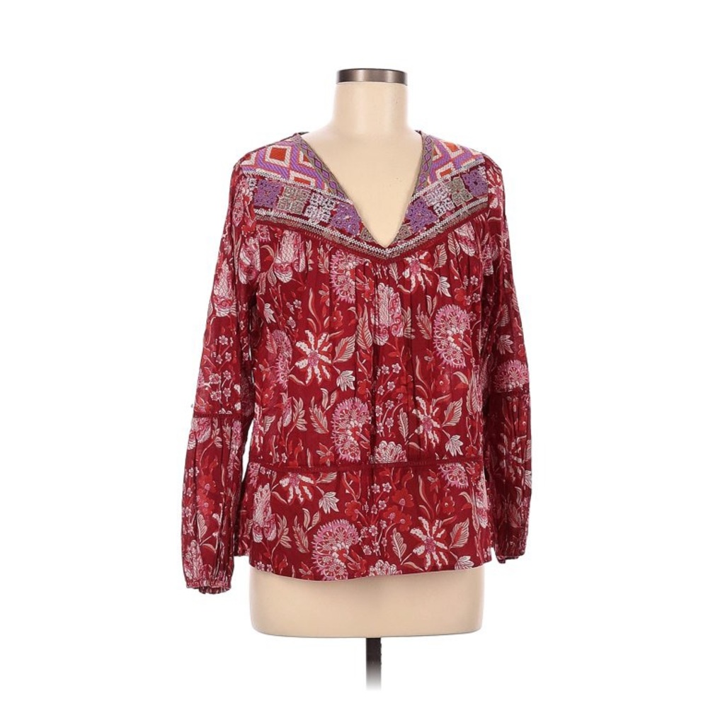 Rachel Zoe boho embroidered  neck top